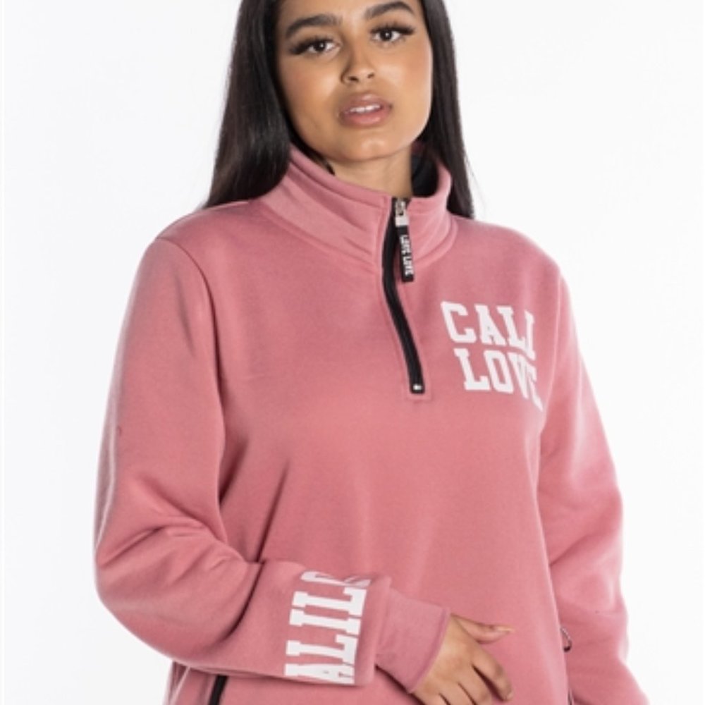MAUVE  "CALI LOVE" HALF-ZIP SWEATSHIRT